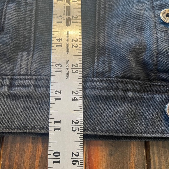 Black Washed Denim Jacket Men Unisex XL - Picture 5 of 7